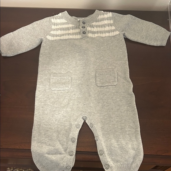 Janie and Jack Light Gray Striped Footie - Picture 1 of 3